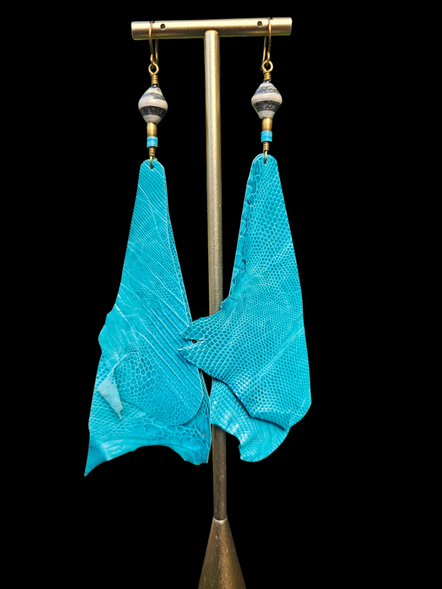 Leather Feather in Turquoise Lizard