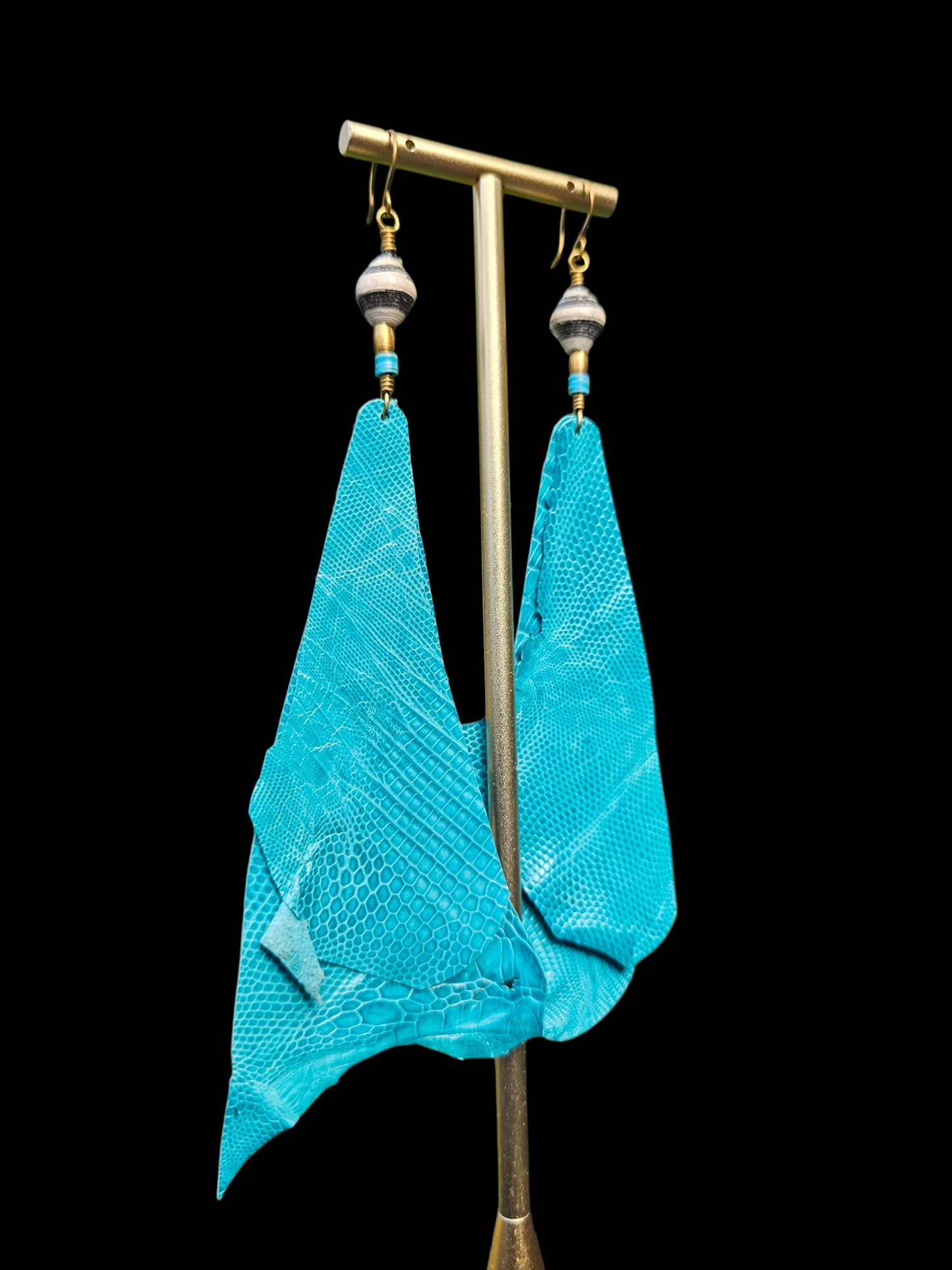 Leather Feather in Turquoise Lizard